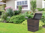 With Top Cover Iron Frame Rattan Trash Can Brown Gradient 79503488