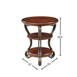 ZNTS Traditional Style Brown Cherry 1pc SIDE TABLE Open Bottom Shelf Ornate Design Living Room Furniture B011P203062