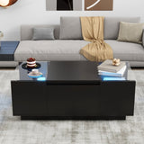 Coffee Table, Modern Center Table with High-Gloss Finish and Glass Tabletop, Coffee Table with Open 41736706