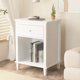 26.77''H Wooden Nightstand with One Drawer One Shelf for Kids, Adults, White 33261202