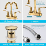 4 inches Centerset Bathroom Faucet 360&deg Swivel Spout, with Pop Up Drain - Brushed Gold W122470331