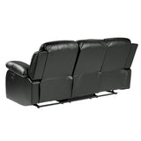Comfortable Double Reclining Sofa 1pc Black Bonded Leather Match Solid Wood Plywood Frame Living B01166426