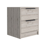 Kaia Nightstand , End Table, Side Table Two Drawers, Metal Handle -Light Gray B07091875
