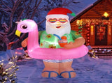 5.9 ft Pre-Lit Christmas Inflatable with Hawaiian Santa and Flamingo Float, Built-in LEDs, 22467841