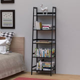 ZNTS WTZ Bookshelf, Ladder Shelf, 5 Tier Bamboo Bookcase, Modern Open Book Case for Bedroom, Living Room, 67632796