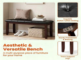 45.5" Solid Rubber Wood Entryway Bench 400LBS, PU Leather Padded Dining Bench, Multi-purpose Shoe 77951483