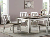 Set of 2 Upholstered Side Chairs in Weathered White and Warm Gray Finish B016P156291