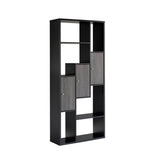 ZNTS Bookcase Display Storage Cabinet, Multi Shelves Black & Distressed Grey B107130968