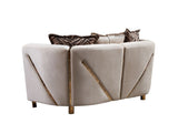 Thick Velvet Fabric Upholstered Loveseat Made With Wood in Beige B009P153971