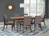 Set of 2 Grey Fabric Upholstered Dining Side Chairs in Walnut Finish B016P223111