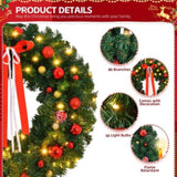 24in Pre-lit Battery Powered Christmas Wreath, Lighted Artificial Xmas Wreath with 50 Warm Lights 43039127