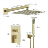 Brushed Gold System 10 Inch Bathroom Luxury Rain Mixer Combo Set Wall Mounted Rainfall W1932P197196