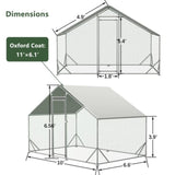 Large Metal Chicken Coop, Walk-in Chicken Run,Galvanized Wire Poultry Chicken Hen Pen Cage, Rabbits W2505P184736