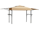 3.3x12.5FT Double Top Grill Gazebo, Khaki Polyester BBQ Canopy with Adjustable Side Sunshades, Black 83798018