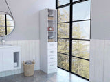 Preston Linen Cabinet, Three Shelves, Four Drawers B128P148966