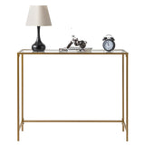 39.4" Console Sofa Table, Modern Entryway Table, Tempered Glass Table, 50291557