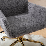 ZNTS A&A Furniture Office Chair,Artificial rabbit hair Home Office Chair with Golden Metal W1143P154103