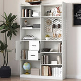 Bookshelf and Bookcase with Pegboard and Drawer or Kitchen Pantry Cabinet , 9 Cubby Display Book W331P295438