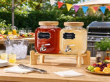 2 Pack 1 Gallon Beverage Dispenser, Glass Drink Dispenser with Wood Stand for Parties 80389657