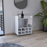 St Andrews Bar Cart with Built-In 8-Bottle Rack, Double Glass Door Cabinet, and Aluminum-Edged Top B200P188874