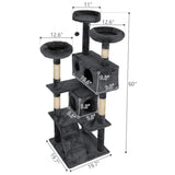 ZNTS Cat Tree Cat Tower with Scratching Ball, Plush Cushion, Ladder and Condos for Indoor Cats, Gray W2181P147631