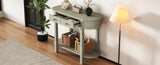 TREXM Elegant Retro Console Table with Curved Design Smooth Glaze for Entryways, Living Rooms N715P230796E