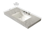 36" Carrara Grey Vein Sintered Stone Top&Undermount Ceramic Basin with 3 Standard Pre-drilled Faucet W2615P506465