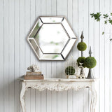 20" x 18" Hexagon Wall Mirror with Contemporary Glass Design, Home Decor Accent Mirror for Living W2078124352