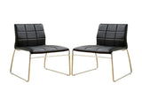 Set of 2 Leatherette Upholstered Side Chairs in Black and Chrome B016P156845