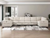 Modern Living Room Furniture 1pc Beige Chair with One Arm, Storage Pouch and Charging Ports Corduroy B011P206261