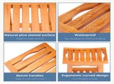 14" Teak Shower Bench, Bathroom Spa Stool for Small Bathrooms Tub Outdoor Use, Non-Slip Adjustable 41294294