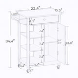 Kitchen island rolling trolley cart with Adjustable Shelves and towel rack rubber wood table top W28235382