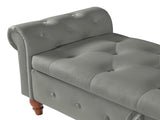 Grey, Solid Wood Legs, Velvet Bedroom End of Bed Storage, Rolled Side Sofa, Toy Storage 89074265