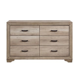 1pc Natural Finish 6-Drawers Dresser w Black Hardware Bedroom Furniture Rustic Contemporary Design B011P145832