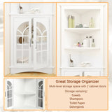 Corner Storage Cabinet, 63.3" Tall Freestanding Bookcase with Doors & Adjustable Shelves, 5-Tier 54814109