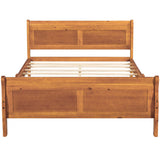 Full Size Wood Platform Bed with Headboard and Wooden Slat Support WF289141AAL