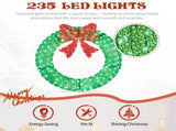 36in Pre-lit Outdoor Christmas Wreath Decoration, Lighted Metal Wreath with Red Bow, Remote Control 35600914