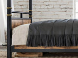 Queen Size Metal Canopy Bed, Upgraded Round-Pipe Metal Bed Frame, Industrial Modern Design, Black W5316P512581