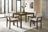 Dark Walnut Finish 5pc Dining Room Set Dining Table 4x Chairs Beige Fabric Chair Seat Kitchen B011119000
