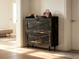2-Drawer Top-Mounted Barn Door Shoe Cabinet Melamine Board Embossed MDF Shoe Cabinet 61546601