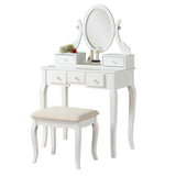 ZNTS Ashley Wood Make-Up Vanity Table and Stool Set, White T2574P163837