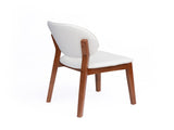 MidCentury Modern Dining Chairs Set of 2, Solid Rubber Wood Dining Side Chairs with Cream White PU W5599P547504