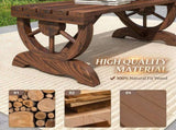 Outdoor Wagon Wheel Porch Bench for Backyard Garden,2-Person Wooden Garden Bench,Rustic Country T3971P612592