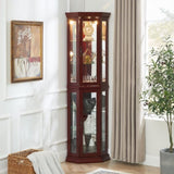Corner Curio Cabinet with Lights, Adjustable Tempered Glass Shelves, Mirrored Back, Display W1693P165015