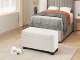 50" Ottoman Bench in Textured Boucle, Rectangular Design with Hinged Lid for Seating, Footrest, and N767P268309W
