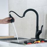 ZNTS Pull Down Touchless Single Handle Kitchen Faucet 20S05101MBL