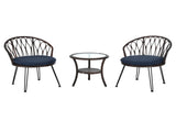 Outdoor Leisure Set, 2 Rattan Single Chairs with A Glass Round Table, Perfectly Suited for N711P256422C