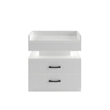 1 Set Nightstand with Adjustable LED Strip Light, 2-drawers, Large Storage Space, Suitable for W368P239008