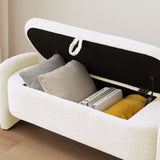 ZNTS Ottoman Oval Storage Bench 3D Lamb Fleece Fabric Bench with Large Storage Space for the Living Room, W1825133565