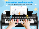 25 Keys Mini Digital Piano for Kids Age 3, Lighted Teaching Mode with 6 Tones & 15 Demo Songs-Black 34333333